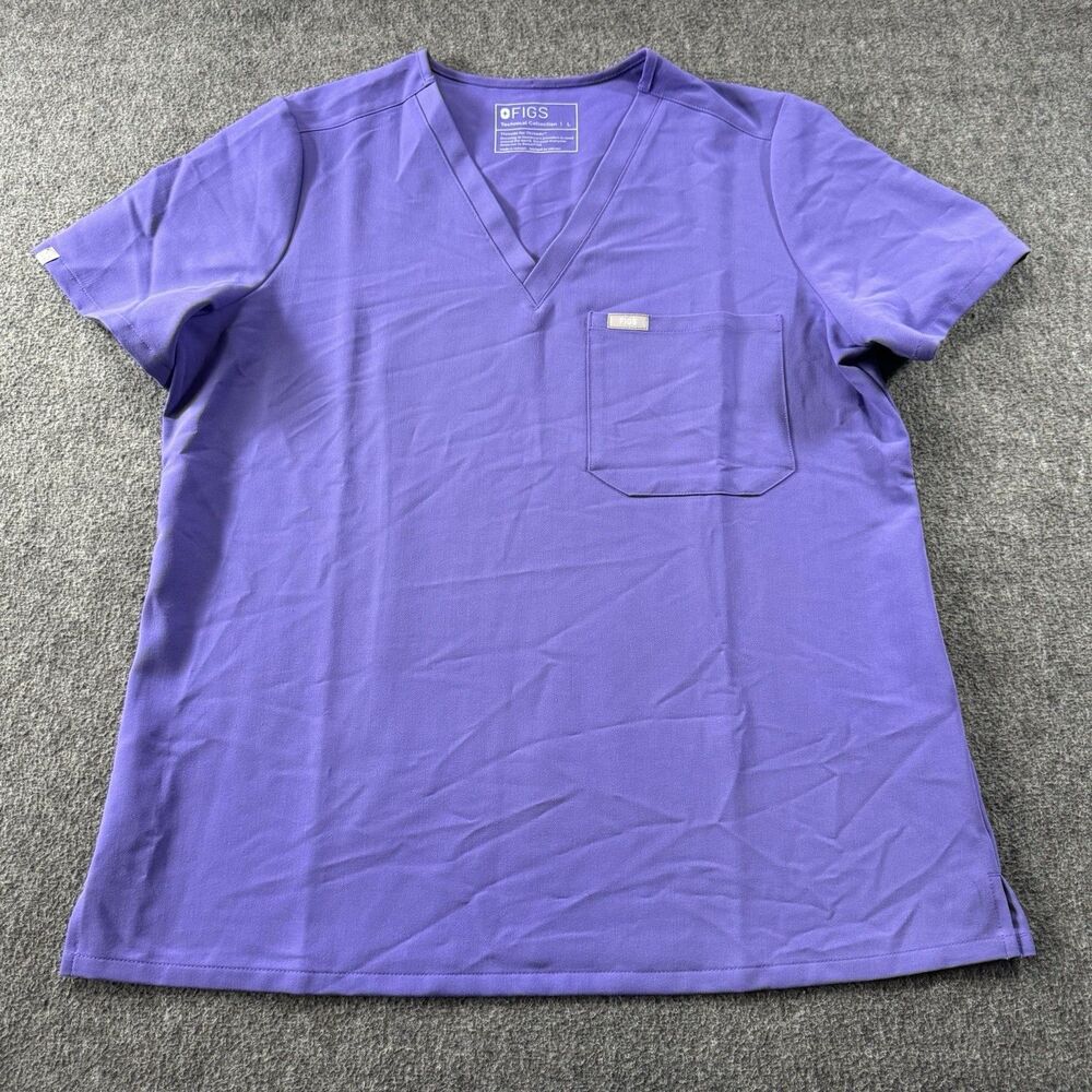 Figs Catarina One Pocket Scrub Top Women Large Lilac Purple Technical Collection